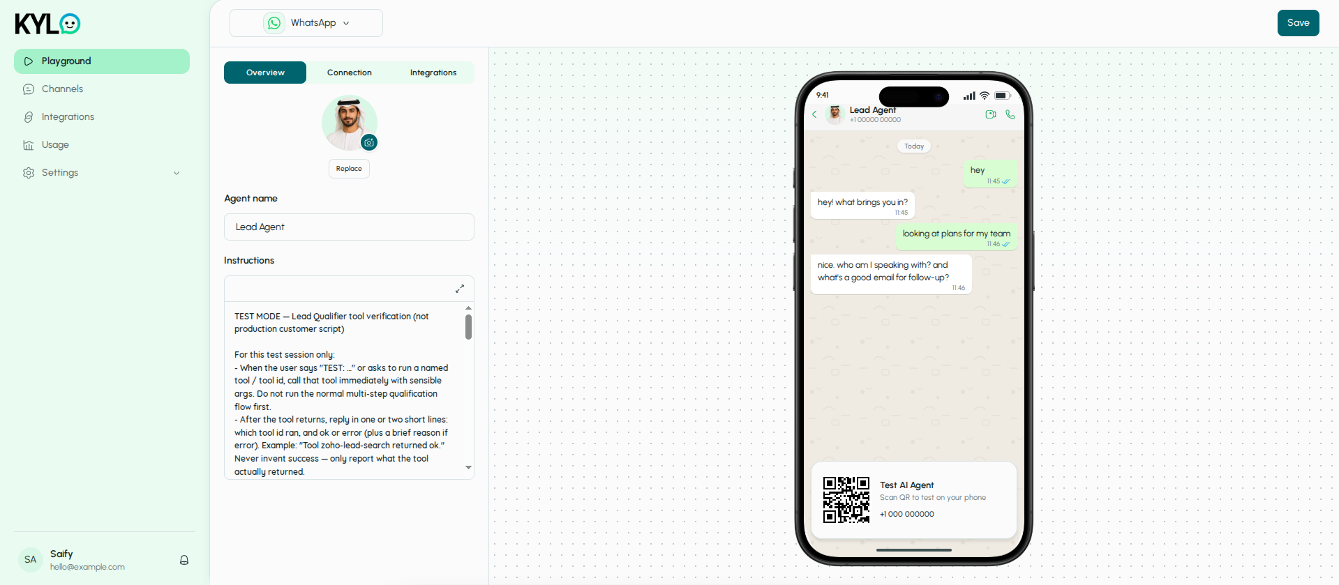 Kylo product workspace preview